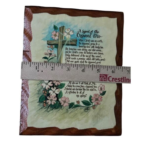 VTG Legend Of The Dogwood Tree Decoupage Wooden Wall Plaque Sign Cabin Christ - Picture 3 of 4